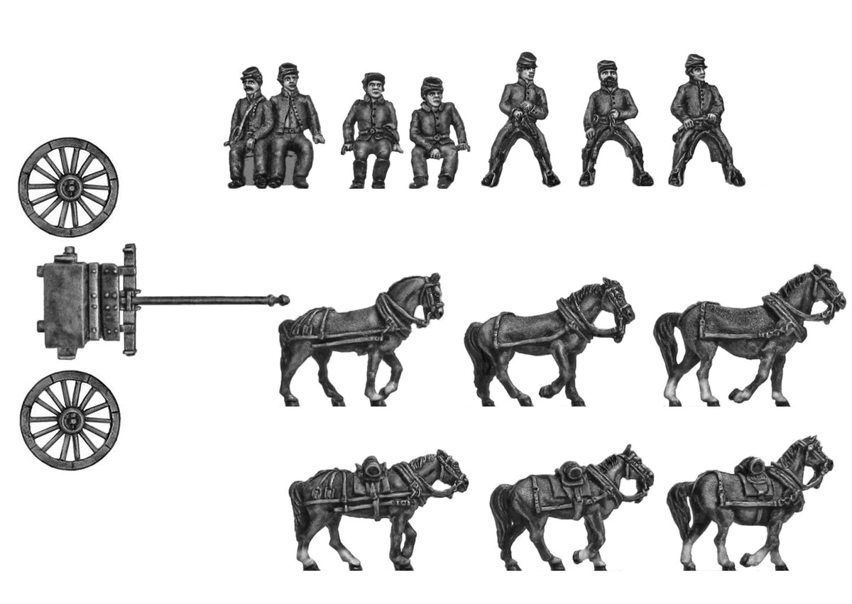 Limber team (riders in kepi) -six horses limber and crew