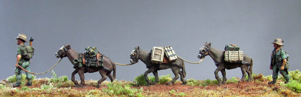 Chindit mules and handlersps