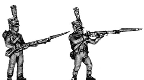 Light infantry skirmisher firing and loading