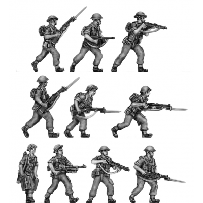 Tropical Infantry, trousers, shirt sleeves, advancing