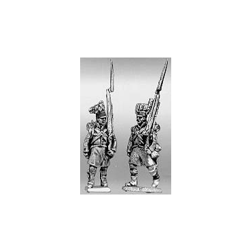 Highland infantry flank company, marching, shoulder arms