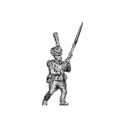 Grenadier, lozenge plate, shako cords and plume, advancing