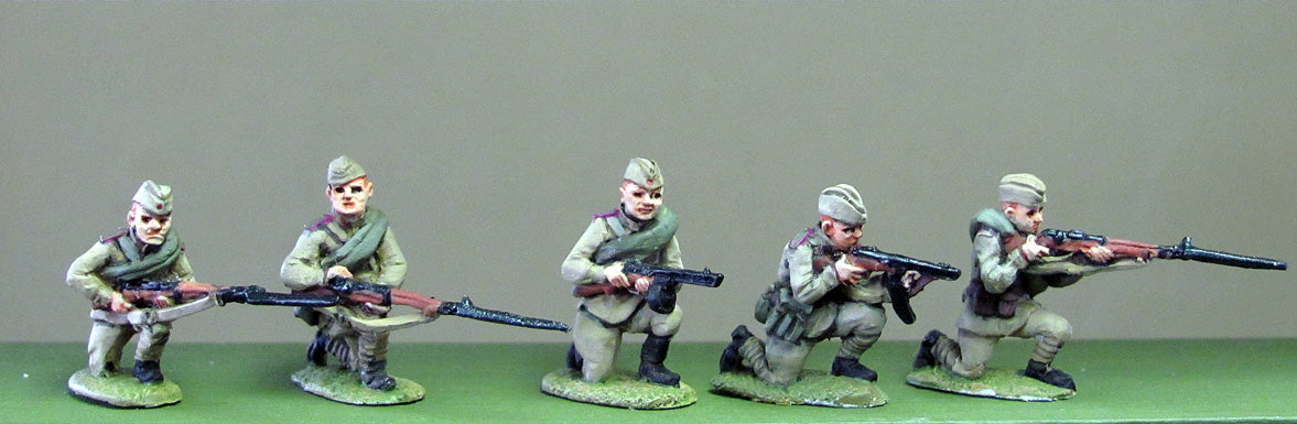 Soviets in caps kneeling
