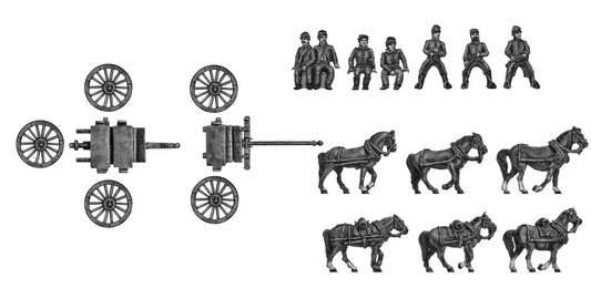 Caisson team (riders in hat & kepi) - six horses caisson and crew