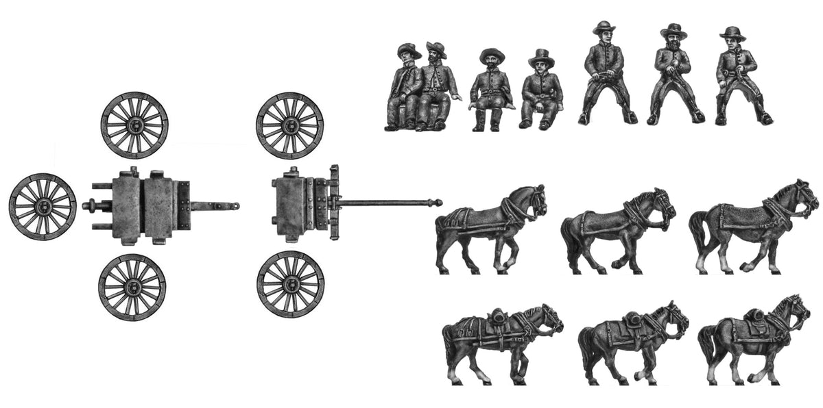 Caisson team (riders in hat) - six horses caisson and crew