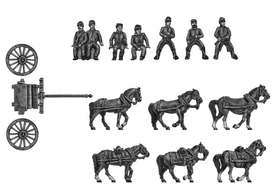 Limber team (riders in kepi) -six horses limber and crew