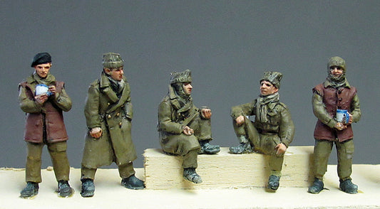 Crew in winter clothing relaxing