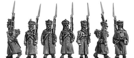 Musketeer in greatcoats marching