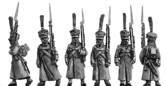 Grenadier in greatcoat marching