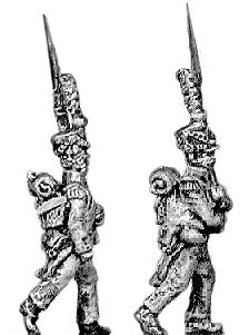 Grenadier  lozenge plate  shako cords and plume  march attack